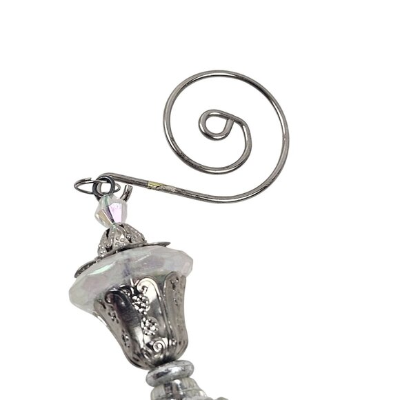 Silver And Clear Acrylic Ornaments 1 Christmas Tree Glitter 5 Finial Drop - Picture 8 of 9